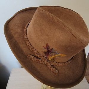 Men's Brown Suede Wide Brim Hat